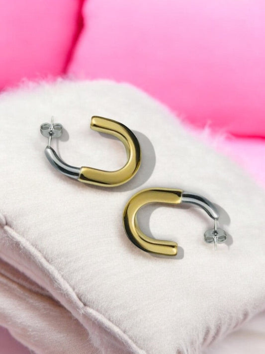 Half lock hoop earrings | Italian Gold Plated - SACH JEWELS