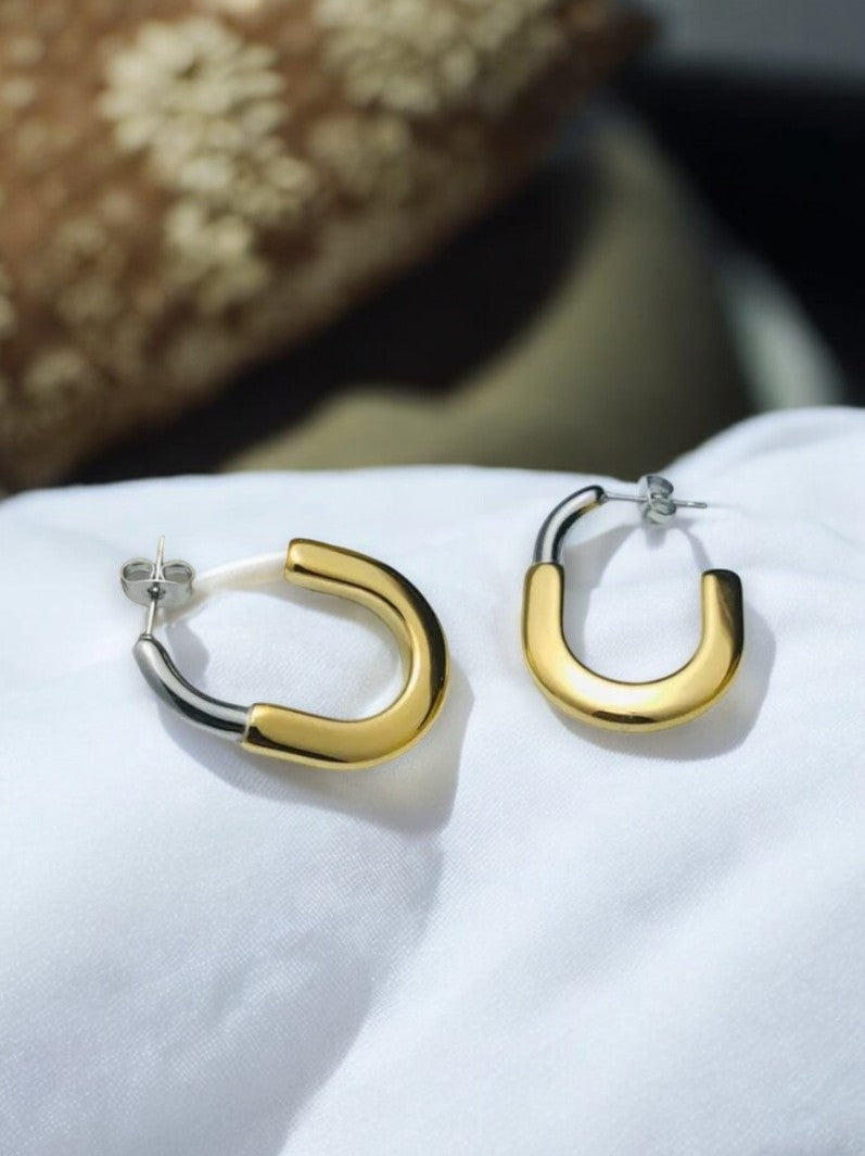 Half lock hoop earrings | Italian Gold Plated - SACH JEWELS