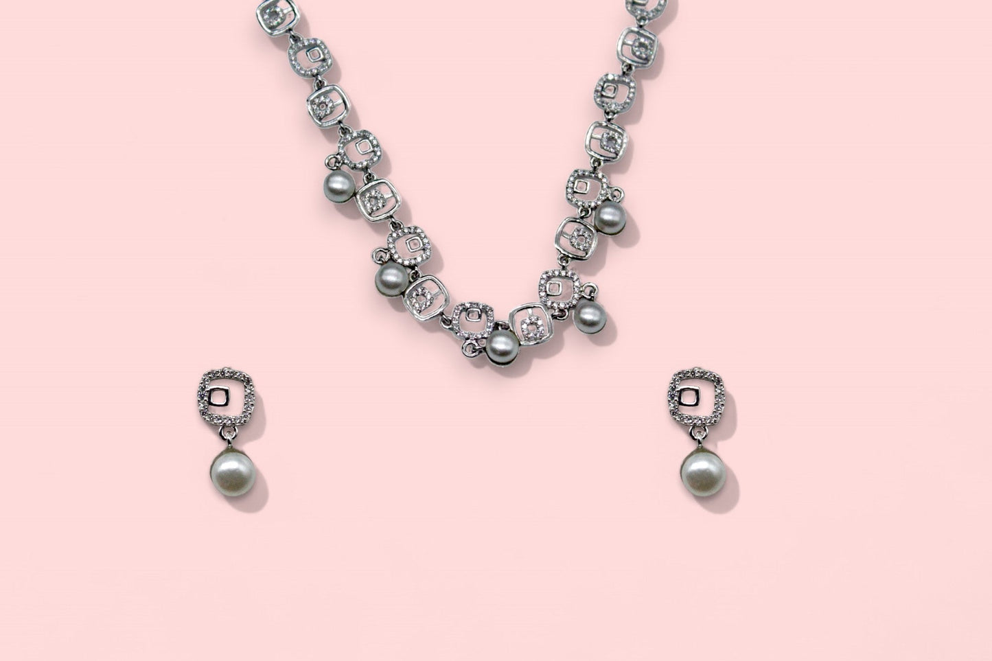 Pearl Diamond Studded Pendant Set | 925 Sterling Silver SACH JEWELS