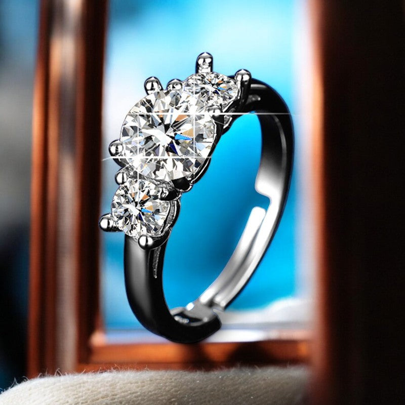 Women Triple Diamond Ring | Italian Silver Plated - SACH JEWELS