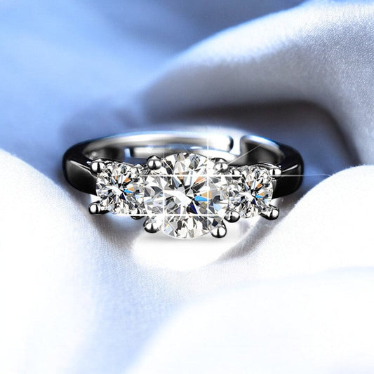 Women Triple Diamond Ring | Italian Silver Plated - SACH JEWELS