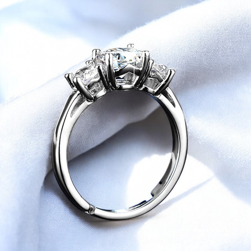 Women Triple Diamond Ring | Italian Silver Plated - SACH JEWELS