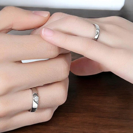 Diamond Heart Couple Ring | Italian Silver Plated - SACH JEWELS