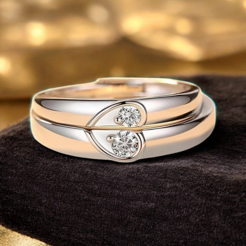 Diamond Heart Couple Ring | Italian Silver Plated - SACH JEWELS