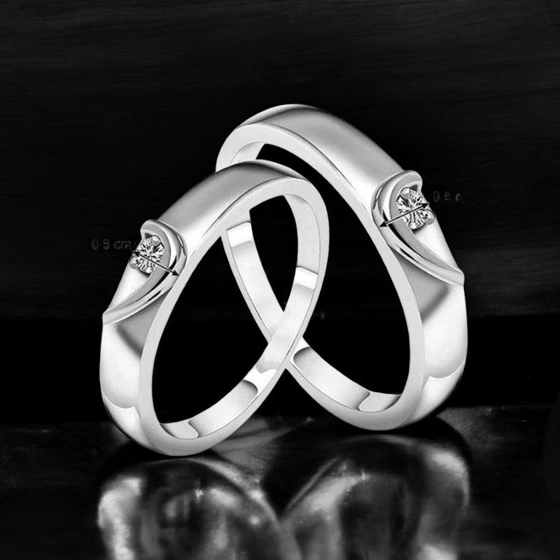 Diamond Heart Couple Ring | Italian Silver Plated - SACH JEWELS
