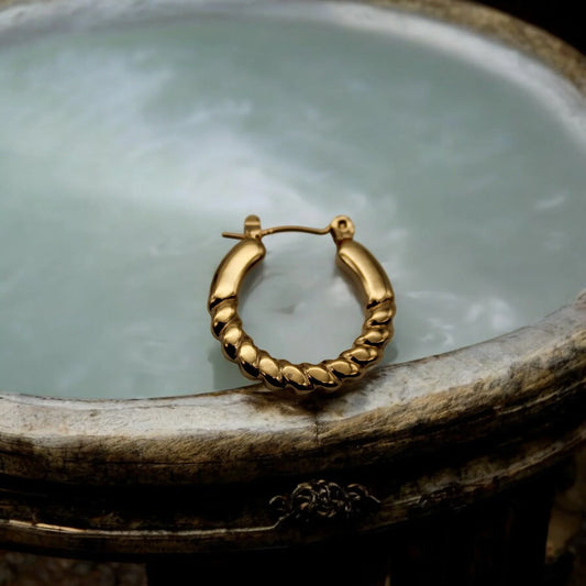 Twisted gold hoop earrings| Italian Gold Plated - SACH JEWELS