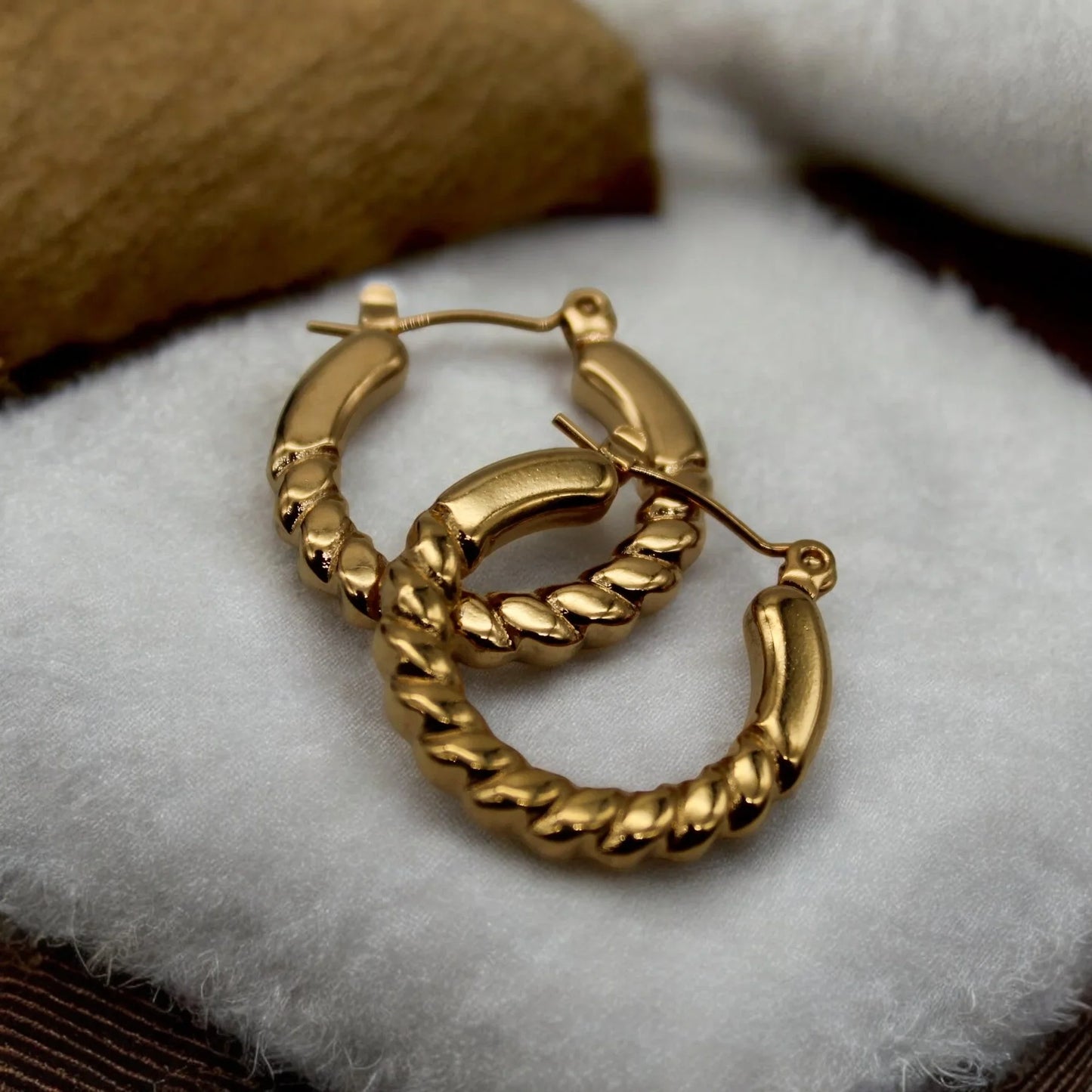Twisted gold hoop earrings| Italian Gold Plated - SACH JEWELS