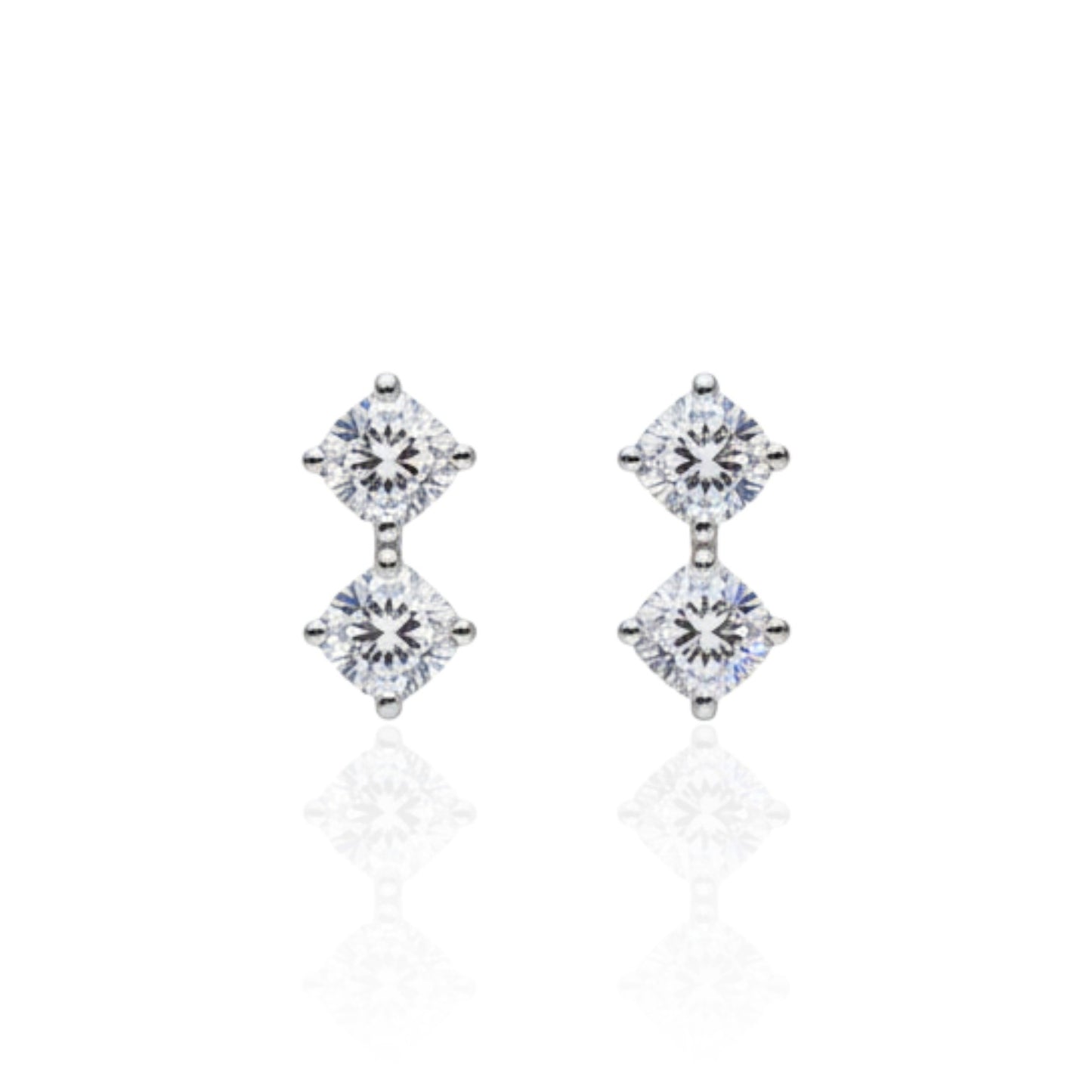 Double square Diamond Stud Earrings | 925 Sterling Silver SACH JEWELS