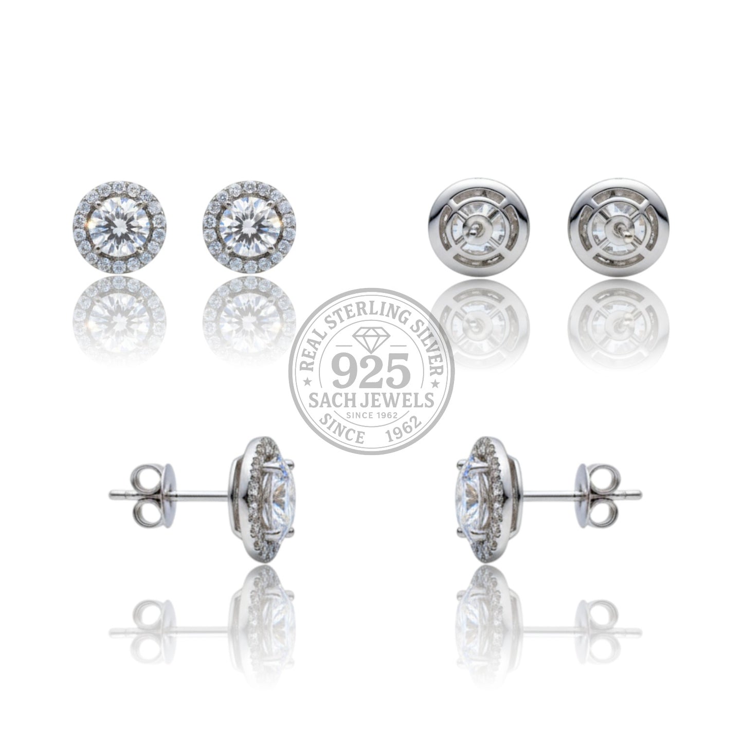 Circular Diamond Stud Earrings | 925 Sterling Silver SACH JEWELS