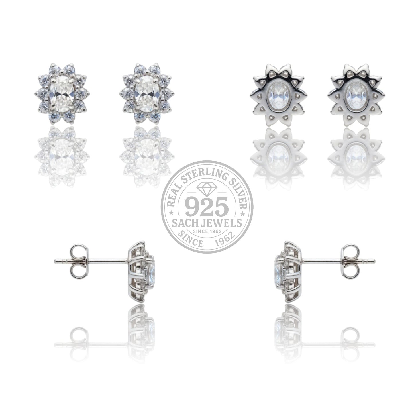 Elegant Flower Stud Earrings | 925 Sterling Silver SACH JEWELS