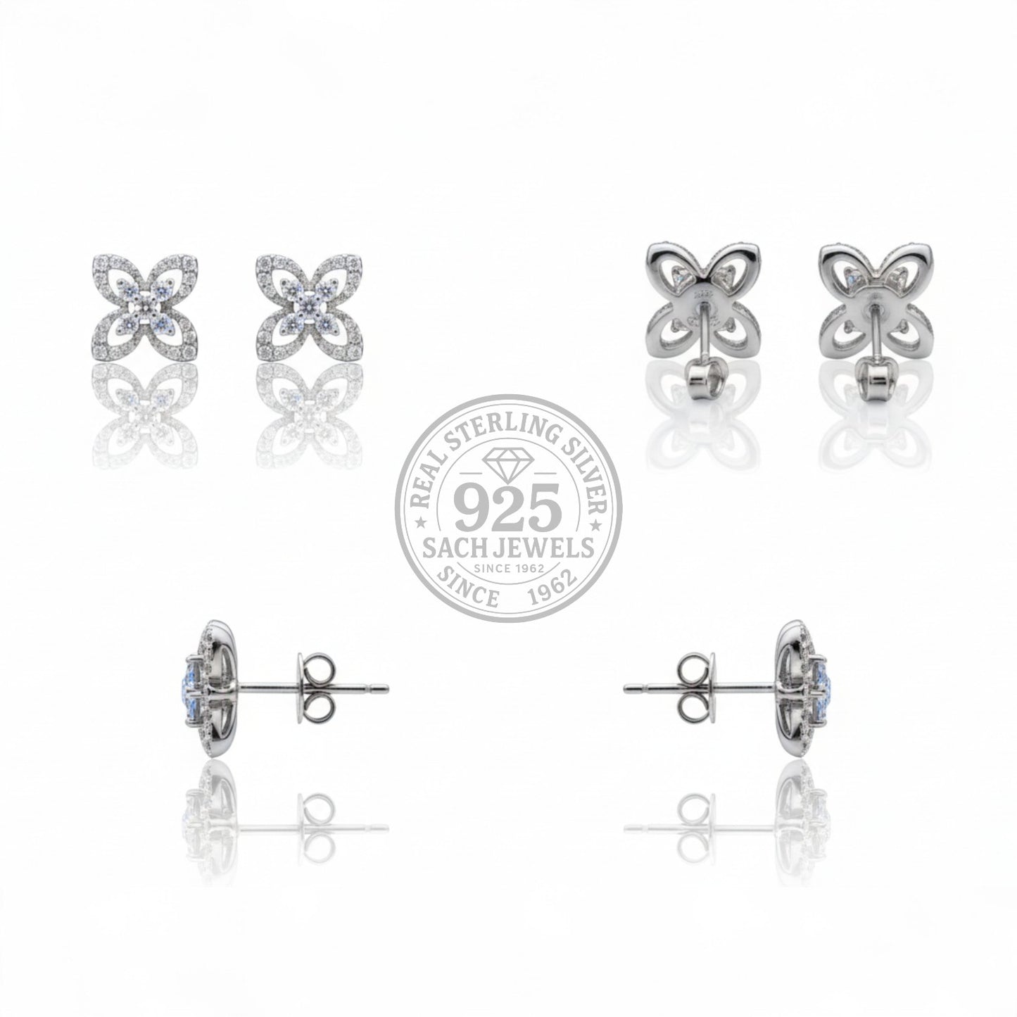 Quadra Petal Stud Earrings | 925 Sterling Silver SACH JEWELS