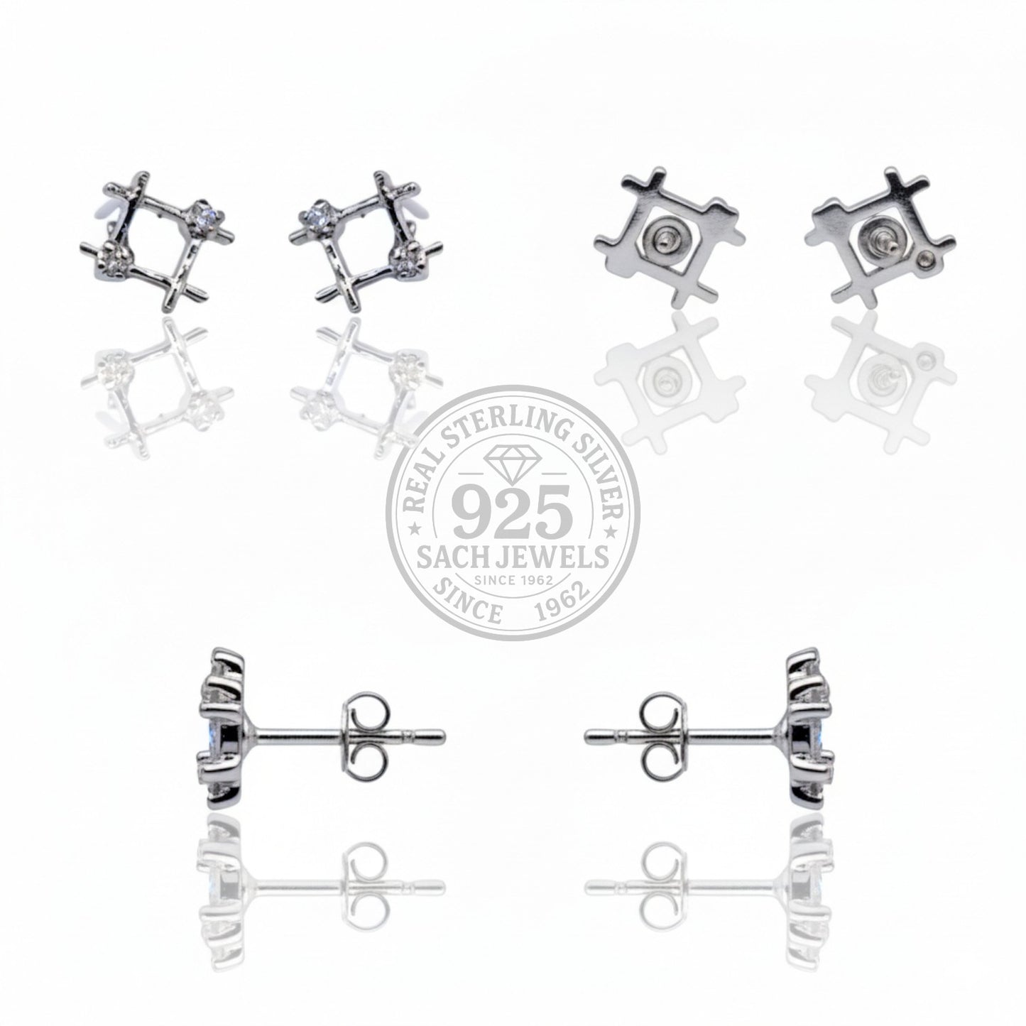 Twisted harmony diamond Stud Earrings | 925 Sterling Silver SACH JEWELS
