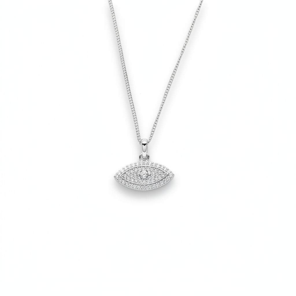 Diamond Studded Eye Necklace | 925 Sterling Silver SACH JEWELS