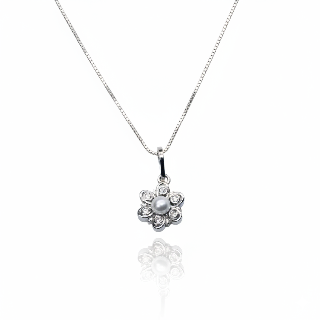 Twisted Pearl Flower Necklace | 925 Sterling Silver SACH JEWELS