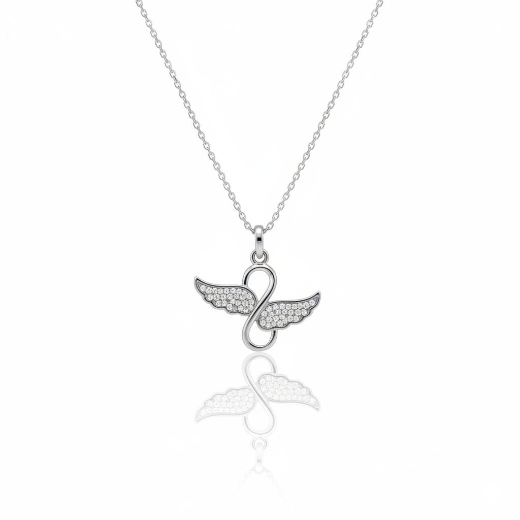 Diamond Studded Angels Wings Necklace | 925 Sterling Silver SACH JEWELS