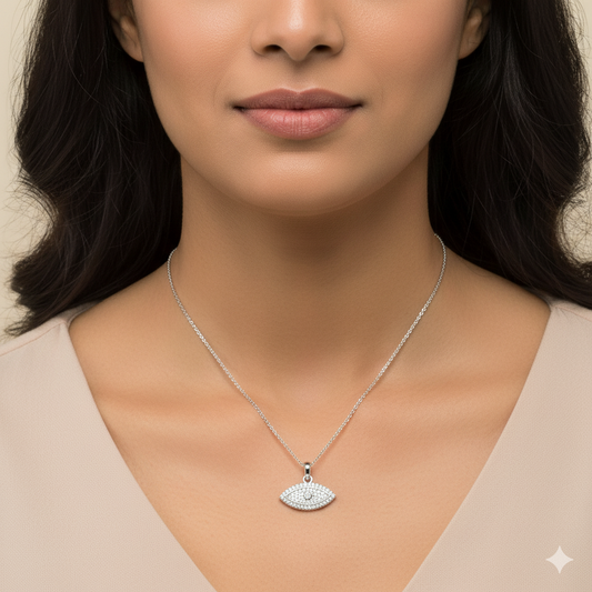 Diamond Studded Eye Necklace | 925 Sterling Silver SACH JEWELS