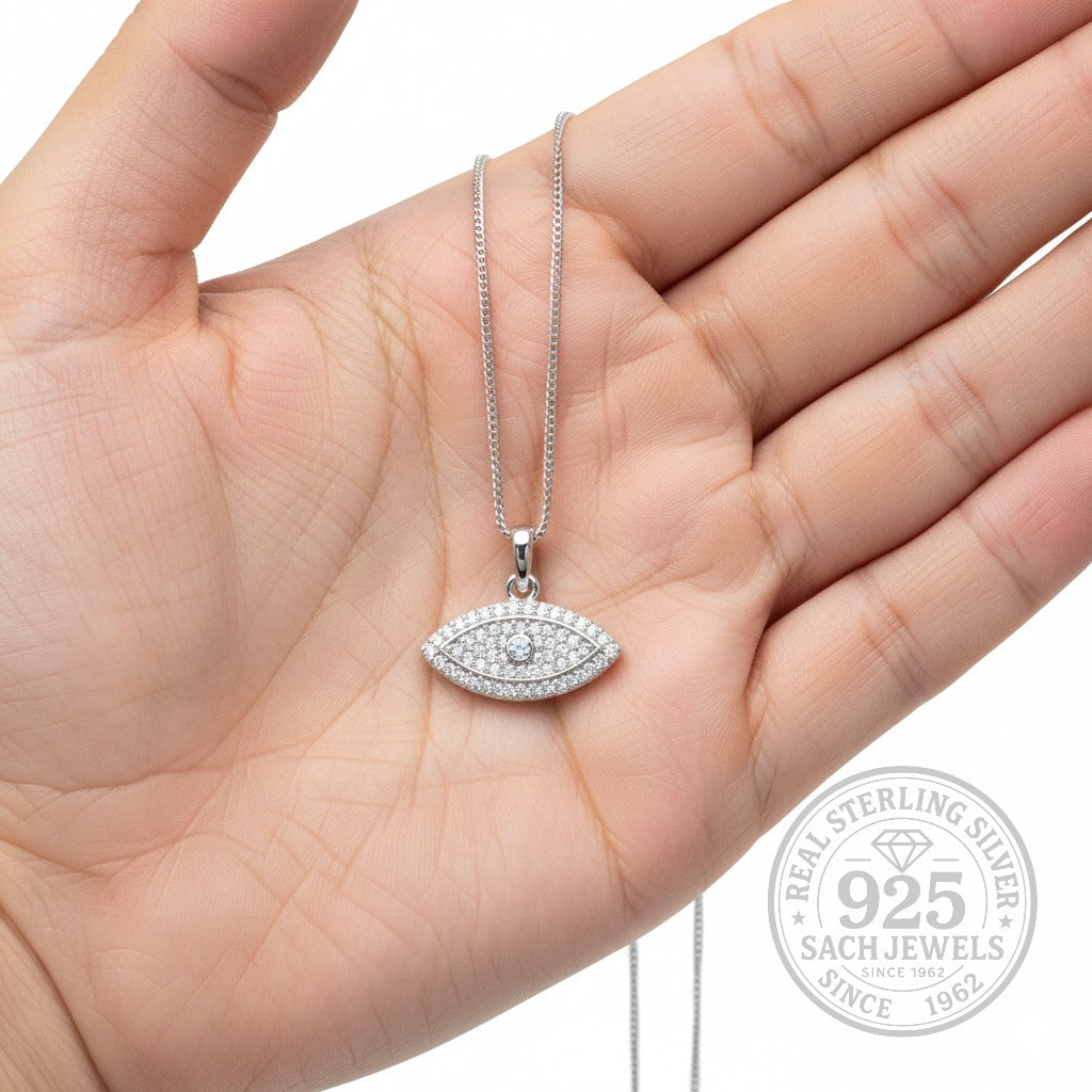 Diamond Studded Eye Necklace | 925 Sterling Silver SACH JEWELS