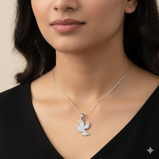 Love Bird Diamond Studded Necklace | 925 Sterling Silver SACH JEWELS
