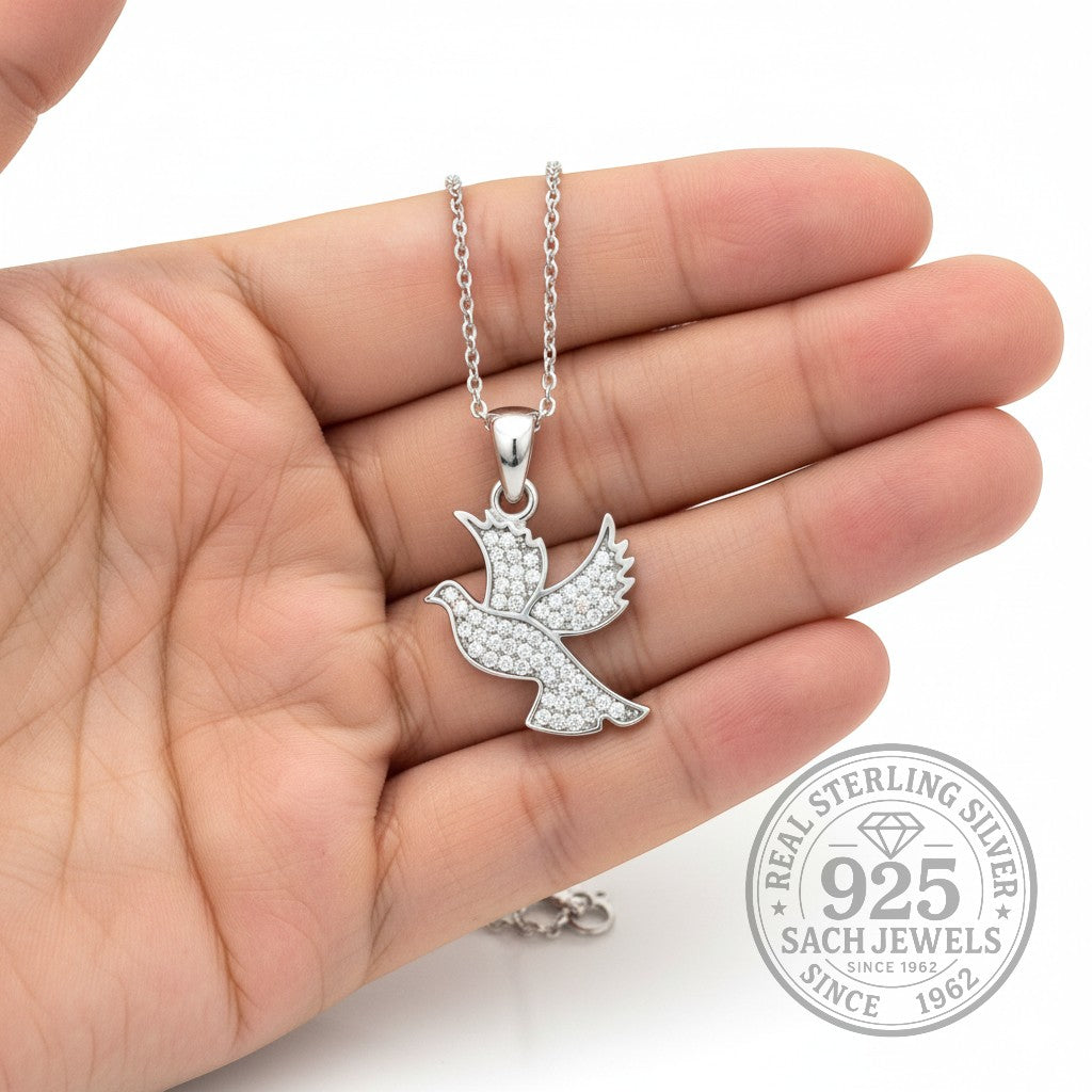 Love Bird Diamond Studded Necklace | 925 Sterling Silver SACH JEWELS