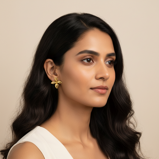 Golden Petal Bloom Earrings | Italian Gold Plated SACH JEWELS