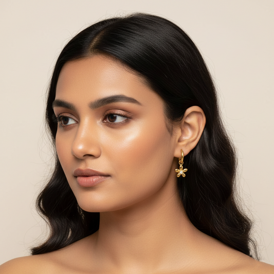 Dainty Flower Drop Earrings | Italian Gold Plated SACH JEWELS