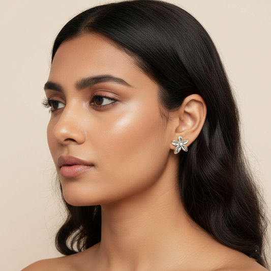 Blooming Flower Stud Earrings | Italian Silver Plated SACH JEWELS