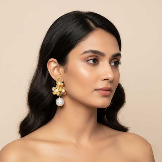 Elegant Midnight Flower Earrings | Italian Gold Plated SACH JEWELS