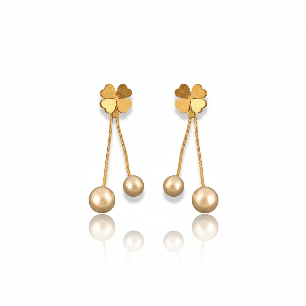 Pearl Clover Drop Earrings | Italian Gold Plated SACH JEWELS