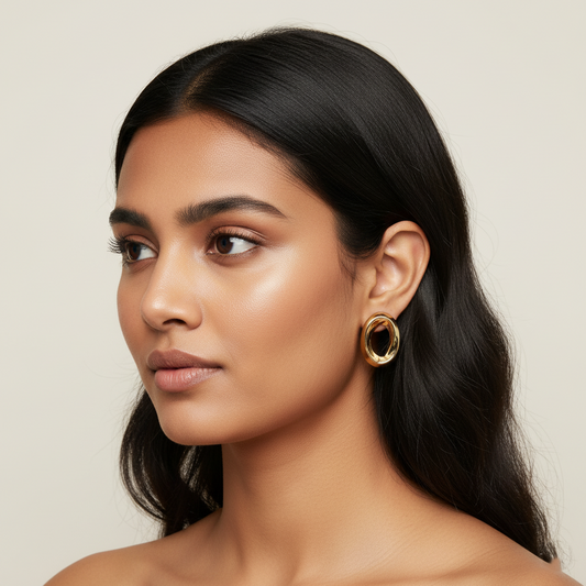 Sculpted Oval Statement Earrings | Italian Gold Plated SACH JEWELS