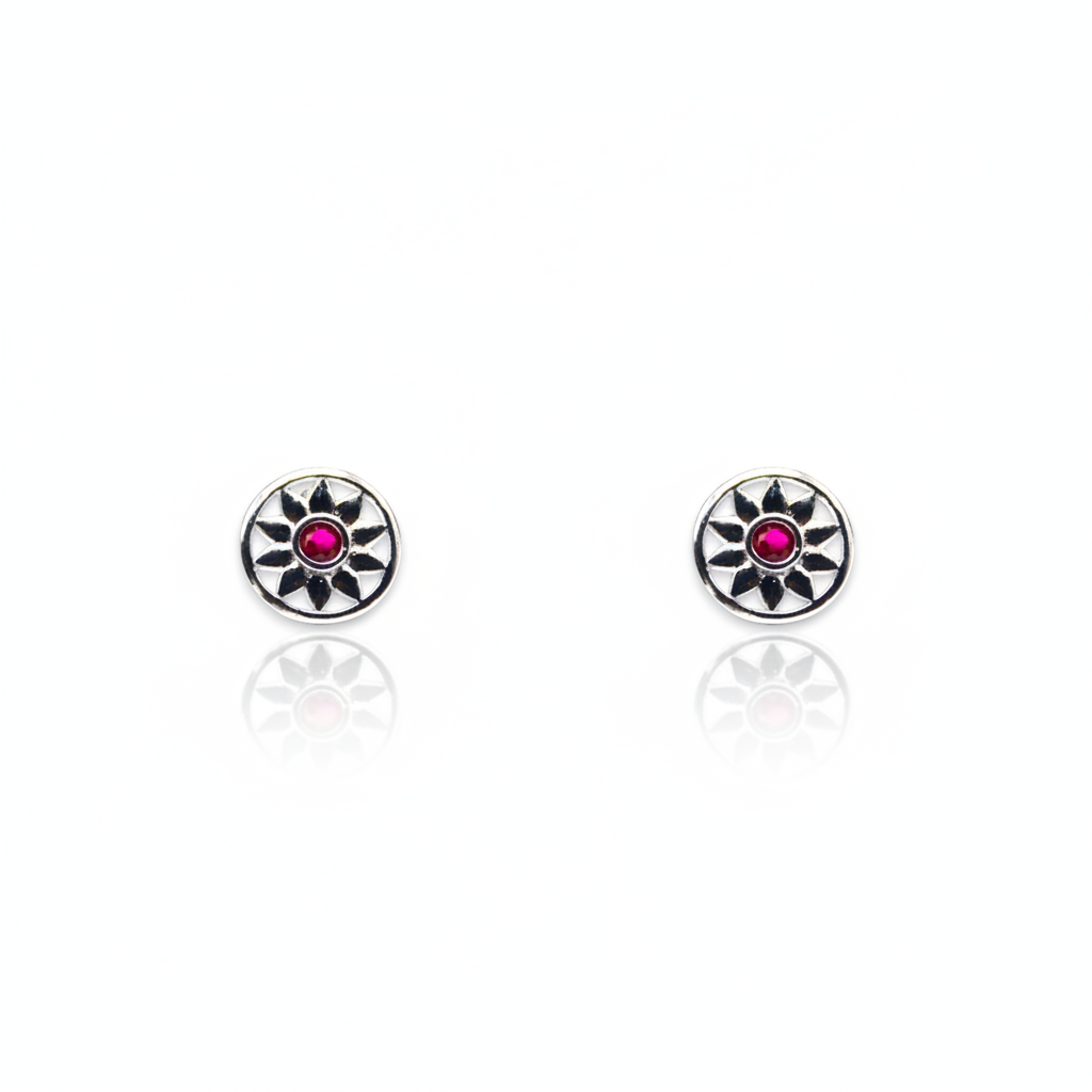 Pink Studded Diamond Stud Earrings | 925 Sterling Silver SACH JEWELS