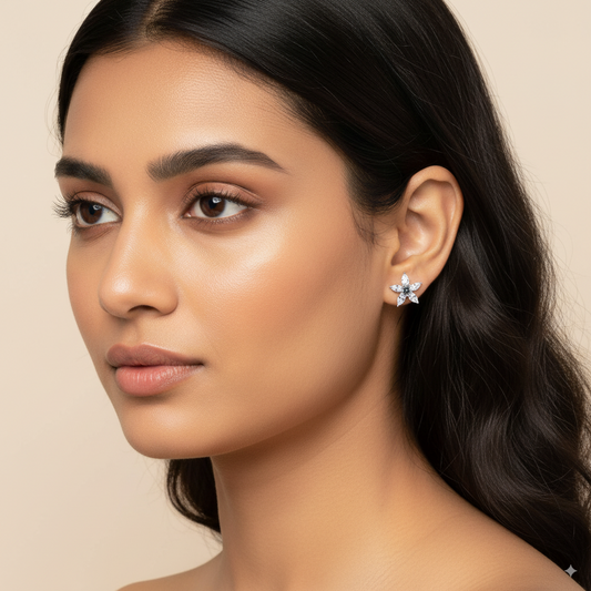 Star Diamond Studded Stud Earrings | 925 Sterling Silver SACH JEWELS