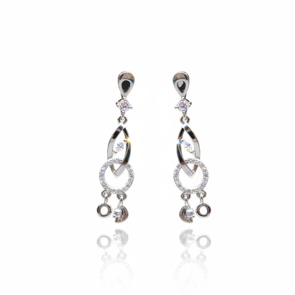 Gorgeous Silver Drop Diamond Studded Earrings | 925 Sterling Silver SACH JEWELS