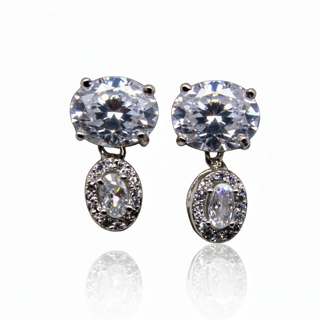 Drop Diamond Studded Earrings | 925 Sterling Silver SACH JEWELS
