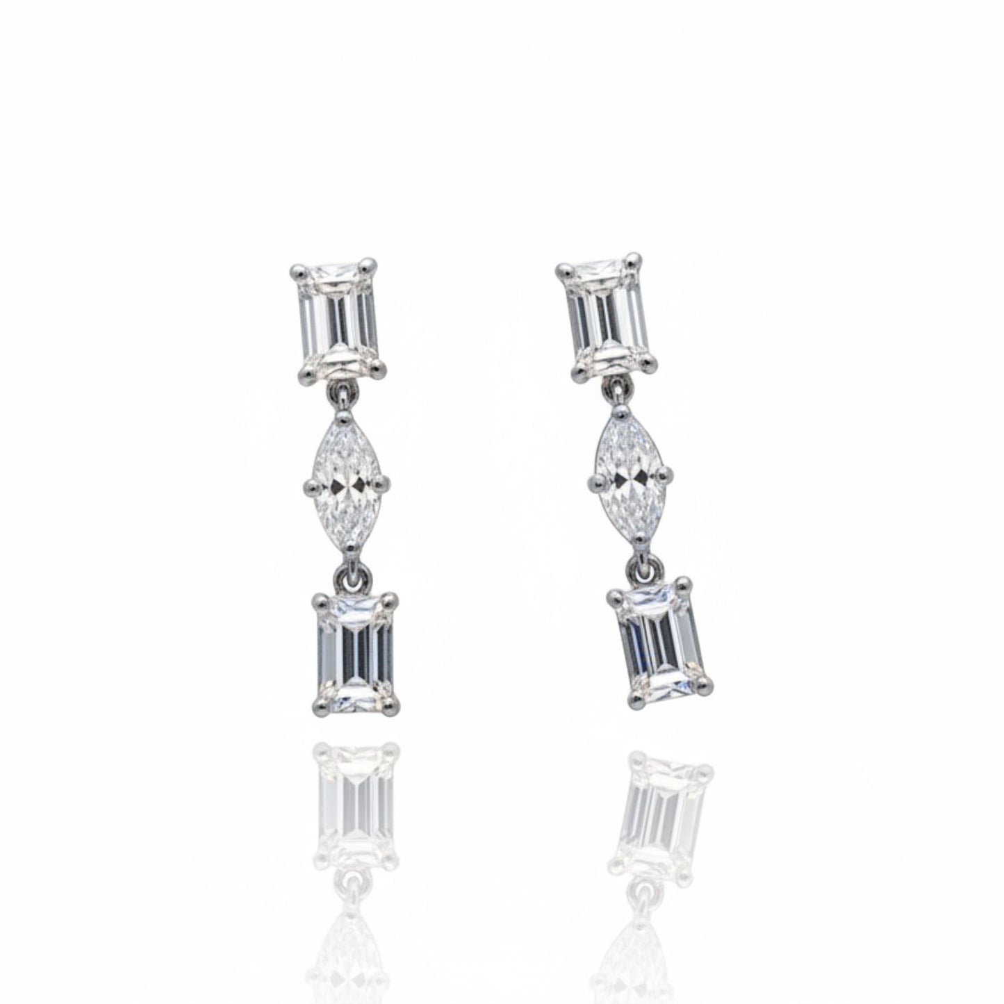 Elegant Triple Diamond Drop Earrings | 925 Sterling Silver SACH JEWELS