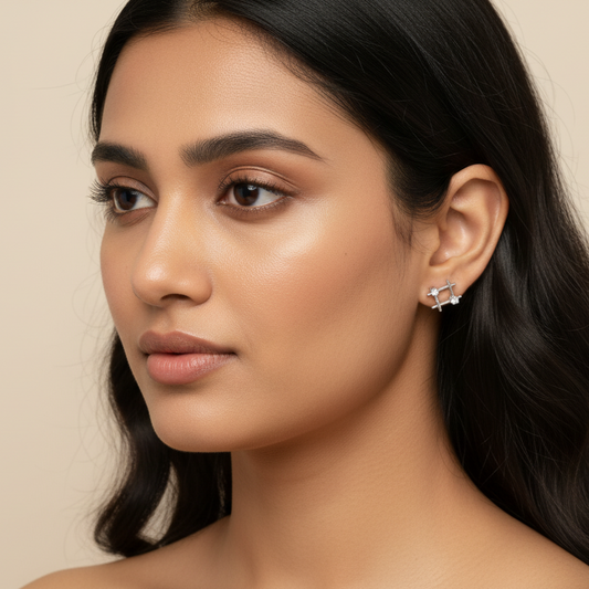 Twisted harmony diamond Stud Earrings | 925 Sterling Silver SACH JEWELS