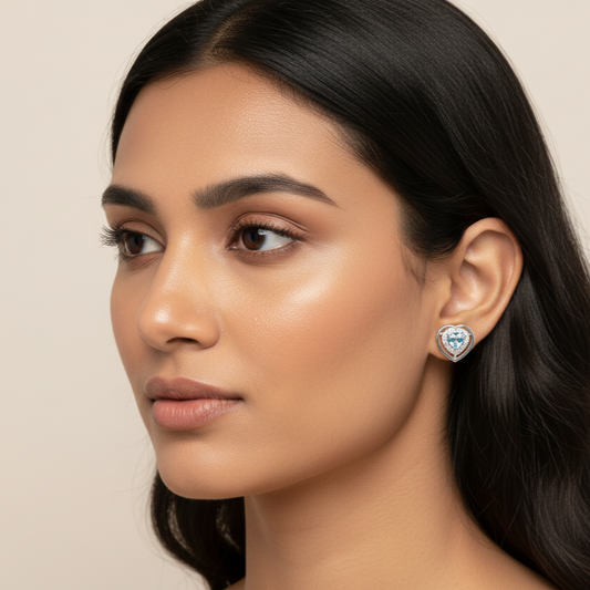 Blue Heart Stud Earrings | 925 Sterling Silver SACH JEWELS