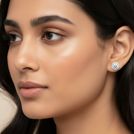 Circular Diamond Stud Earrings | 925 Sterling Silver SACH JEWELS