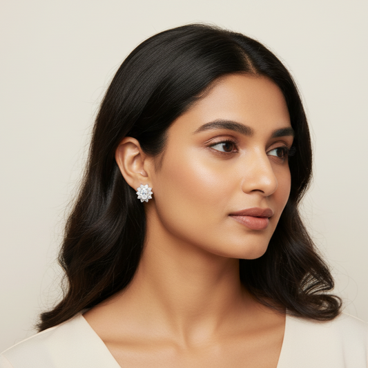 Elegant Flower Stud Earrings | 925 Sterling Silver SACH JEWELS