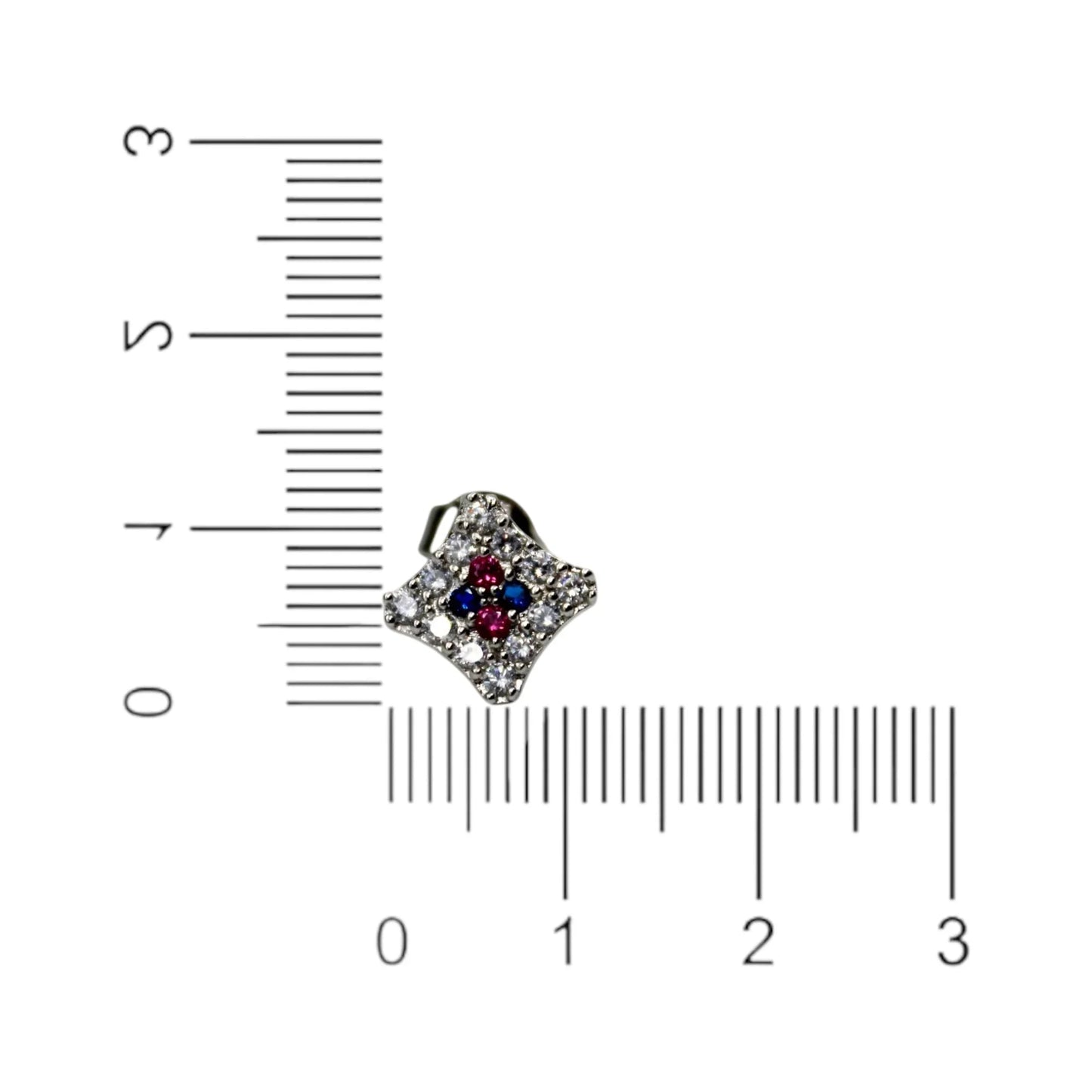 Pink And Blue Studded Diamond Stud Earrings | 925 Sterling Silver - SACH JEWELS