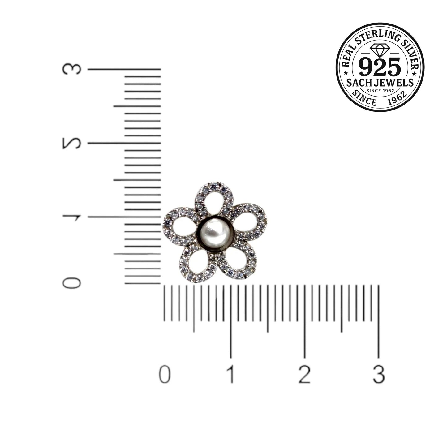 Pearl Flower Studded Diamond Stud Earrings | 925 Sterling Silver SACH JEWELS