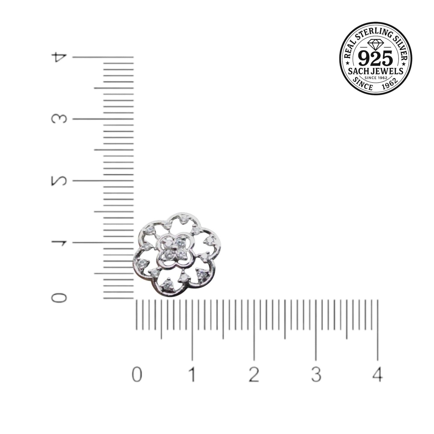 Diamond Studded Flower Earrings| 925 Sterling Silver SACH JEWELS
