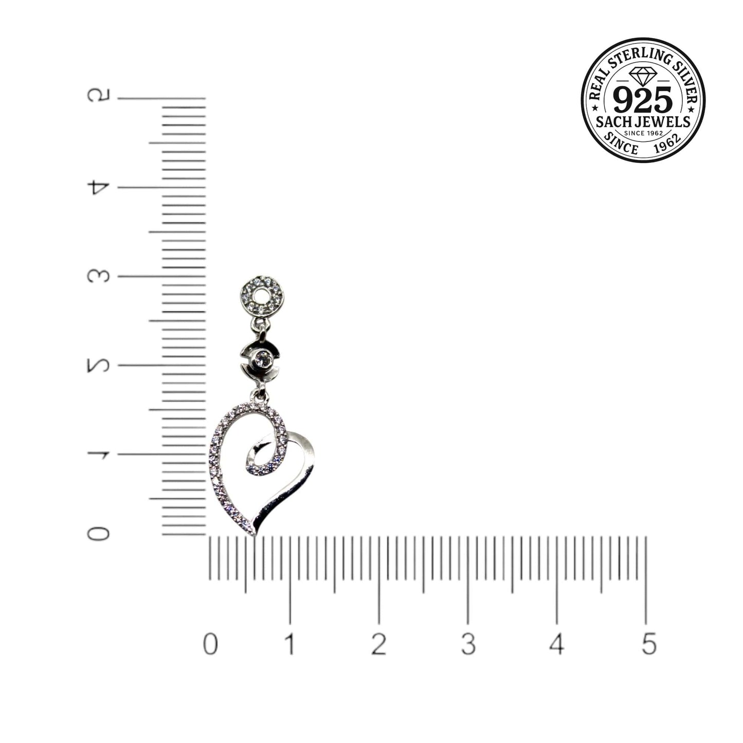 Heart Drop Diamond Studded Earrings | 925 Sterling Silver SACH JEWELS