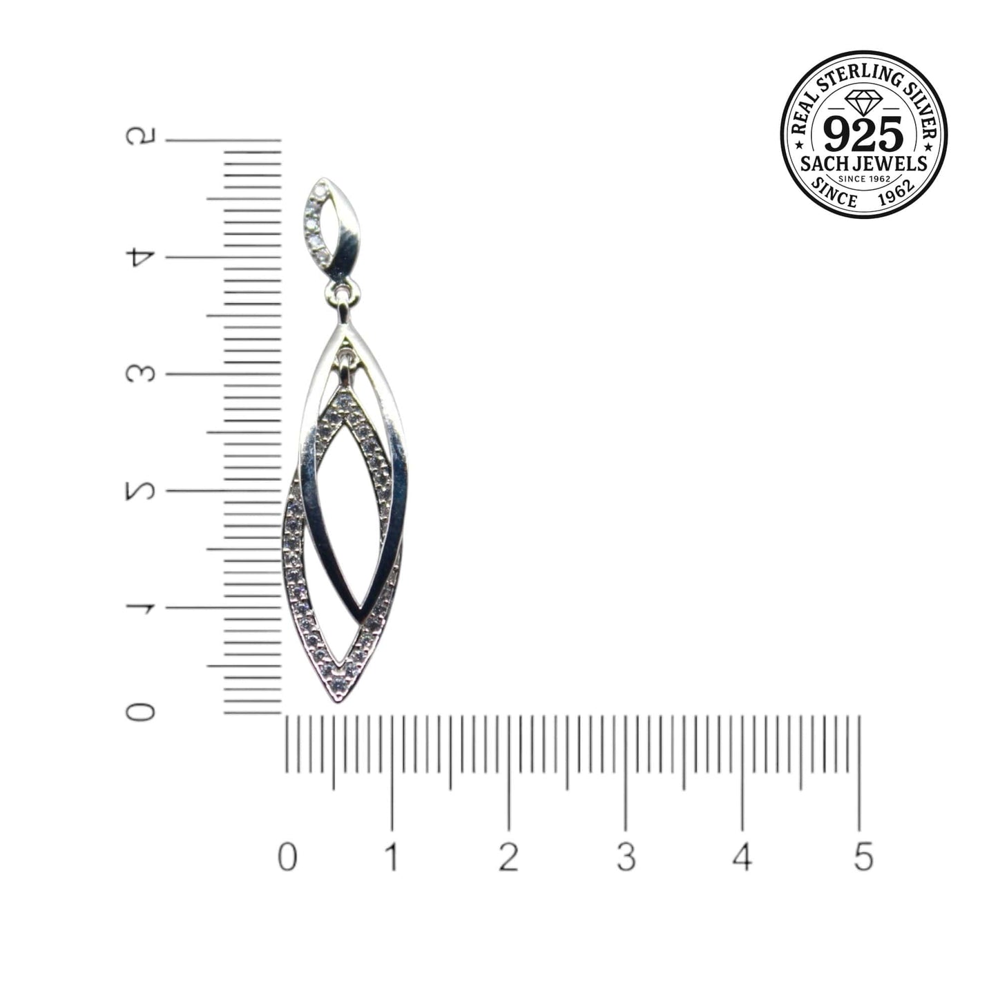 Silver Drop Diamond Studded Earrings | 925 Sterling Silver SACH JEWELS