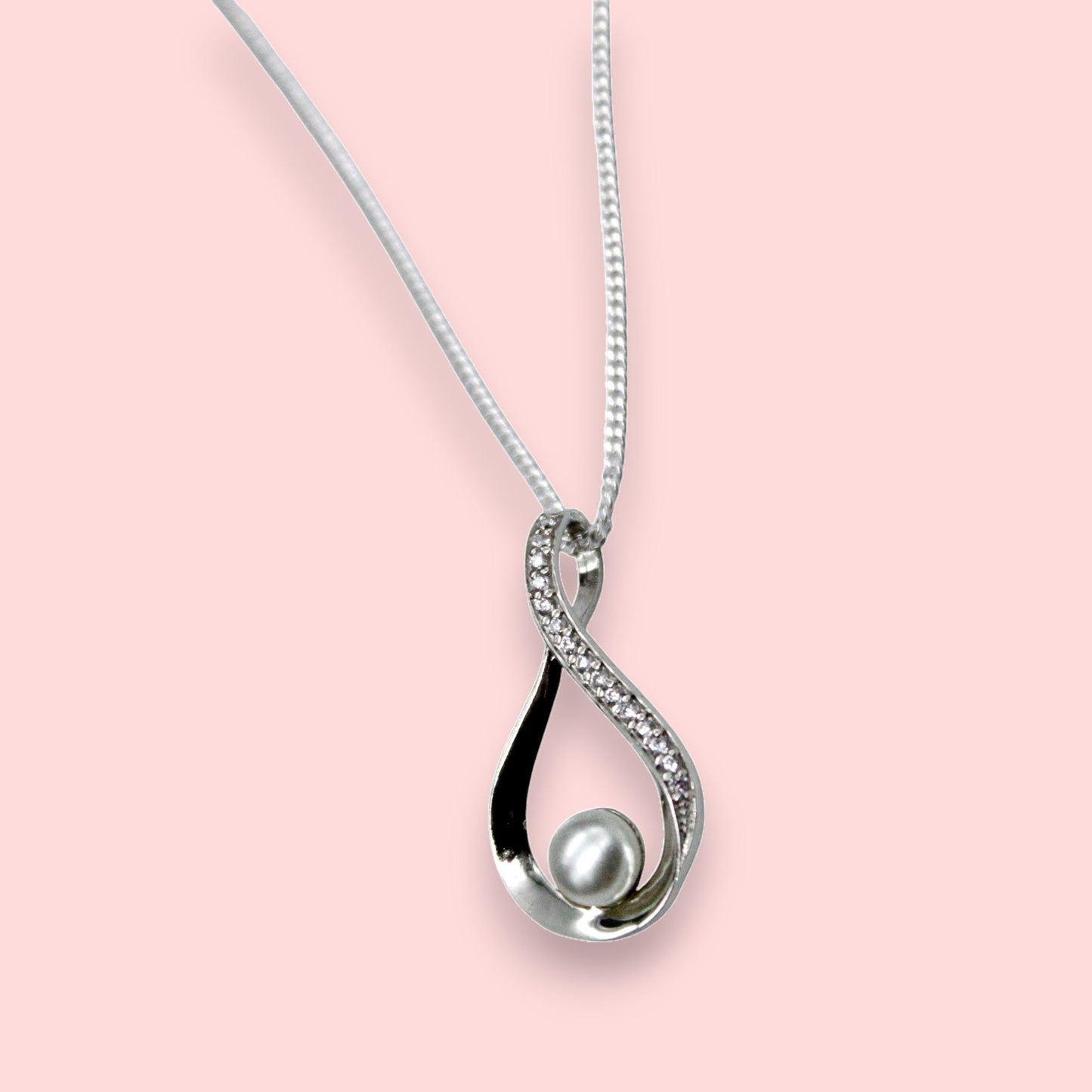 Diamond Studded Infinity Pearl Pendant Only | 925 Sterling Silver SACH JEWELS