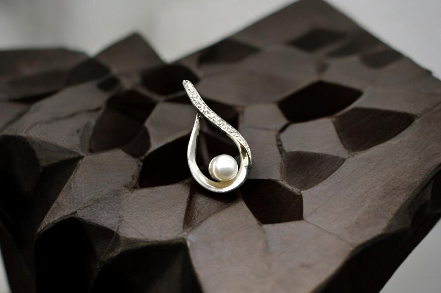 Diamond Studded Infinity Pearl Pendant Only | 925 Sterling Silver SACH JEWELS