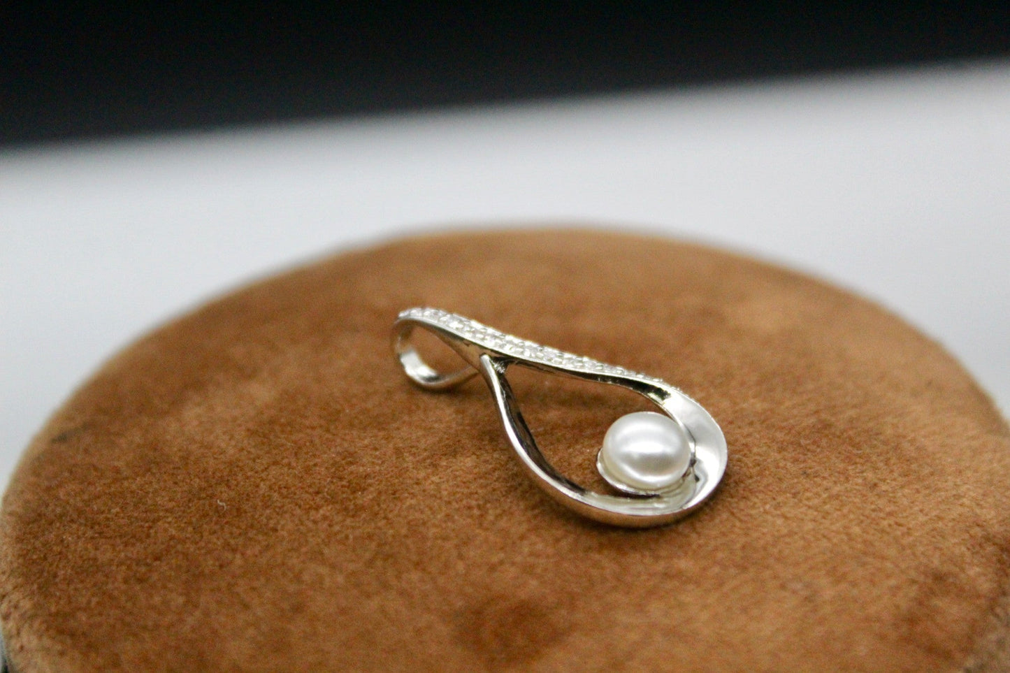 Diamond Studded Infinity Pearl Pendant Only | 925 Sterling Silver SACH JEWELS