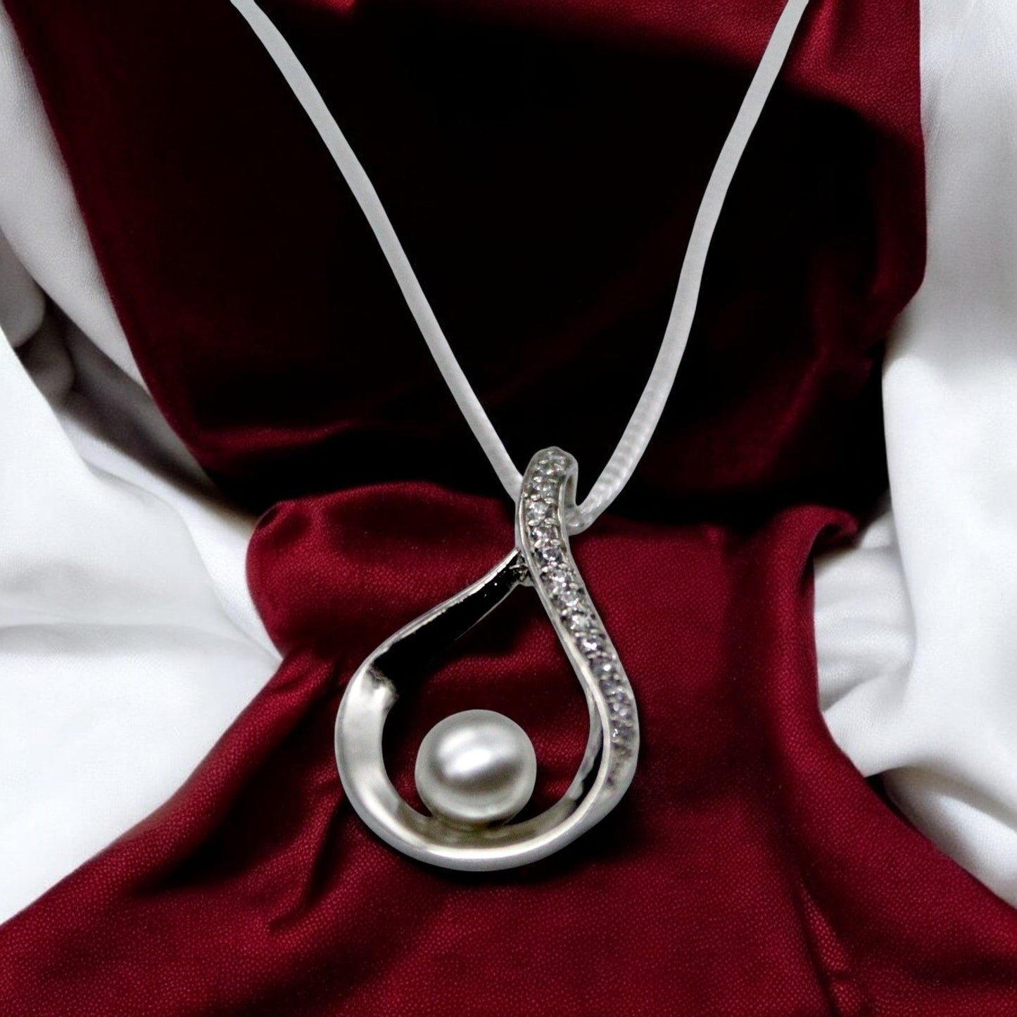 Diamond Studded Infinity Pearl Pendant Only | 925 Sterling Silver SACH JEWELS