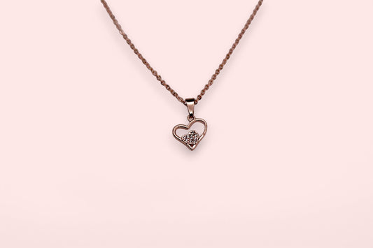 Diamonds Studded Double Heart Necklace | Rose Gold Plated - SACH JEWELS