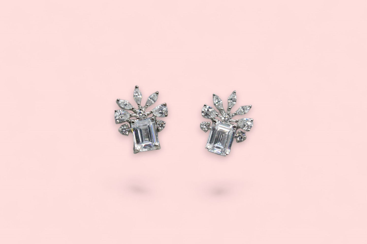 7 spikes square diamond Stud Earrings | 925 Sterling Silver - SACH JEWELS