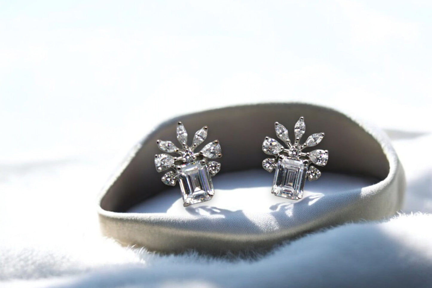 7 spikes square diamond Stud Earrings | 925 Sterling Silver - SACH JEWELS